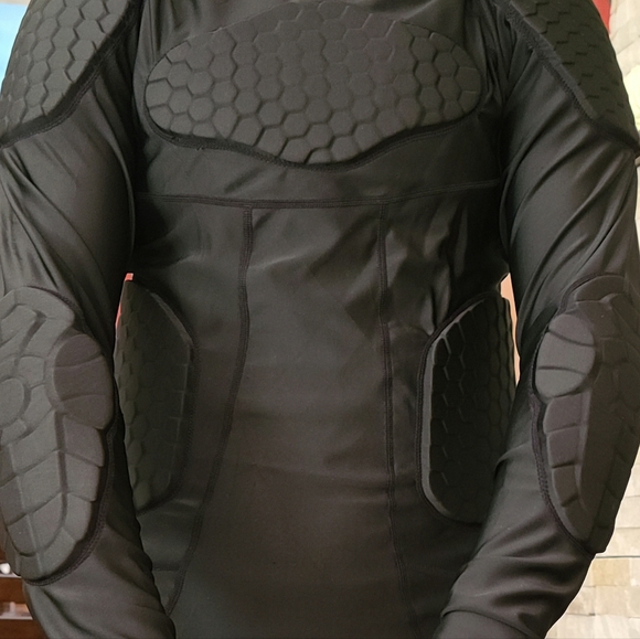 Padded Compression Shirt Padded Protective Shirt Rib Shoulder Elbow Back ,M - Picture 3 of 8